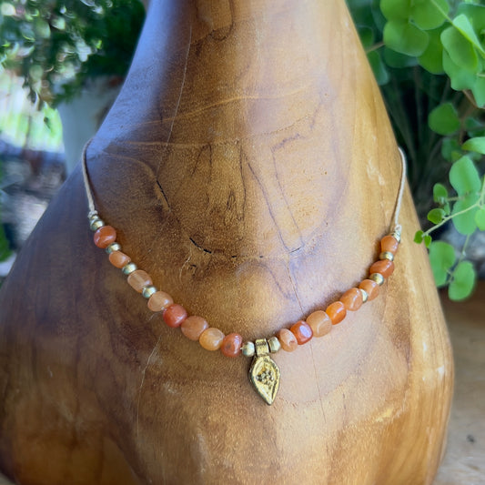 Carnelian and Brass Sacral Layer Crystal Necklace