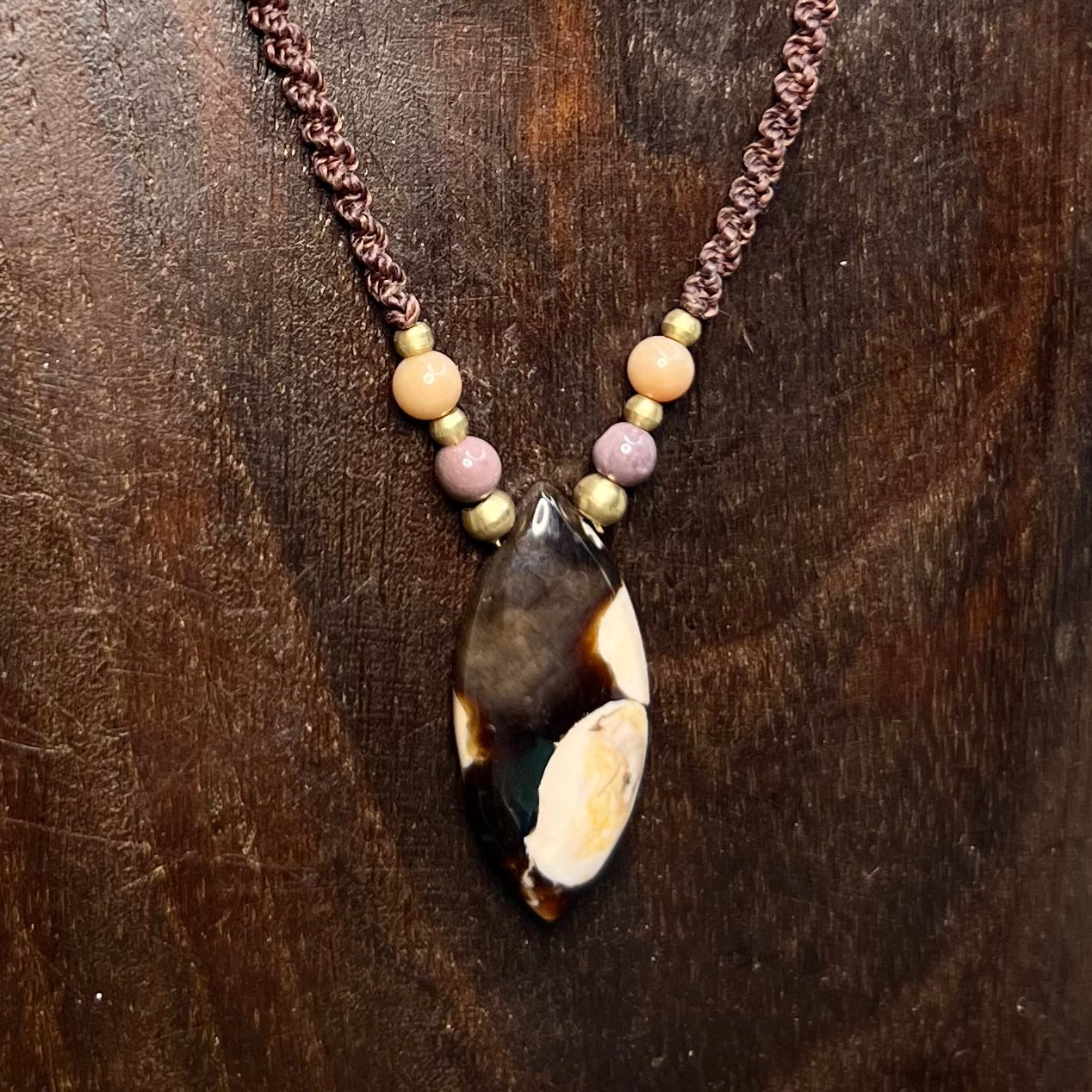 Peanut Jasper & Mookaite Macrame Necklace