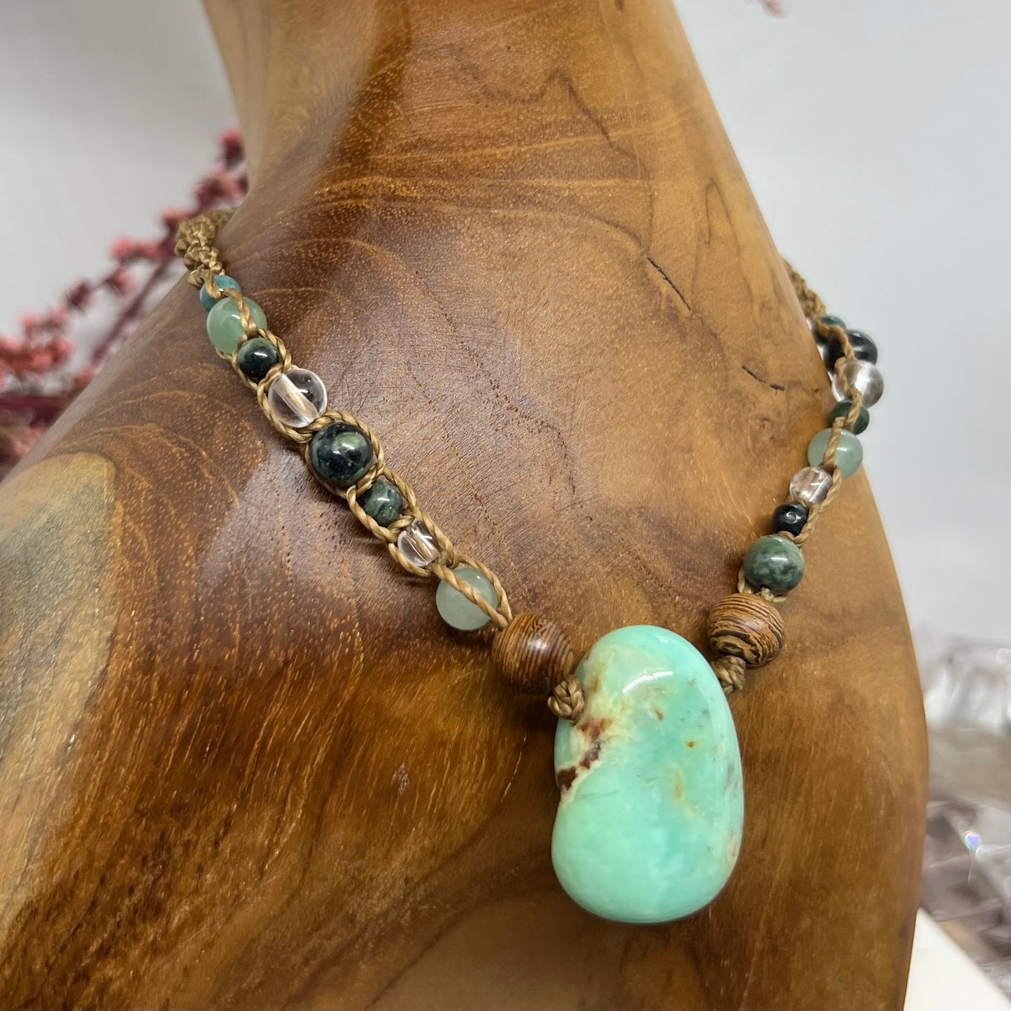 Chrysoprase & Eclectic Anhata Energy Macrame l Talisman