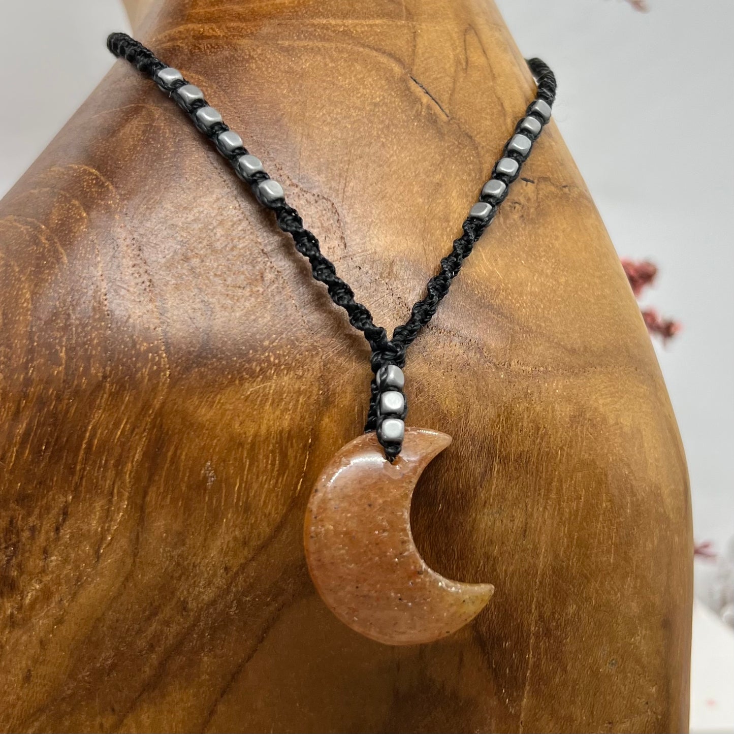 Agate Crescent Moon Necklace