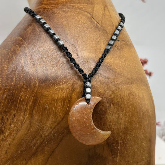 Agate Crescent Moon Necklace