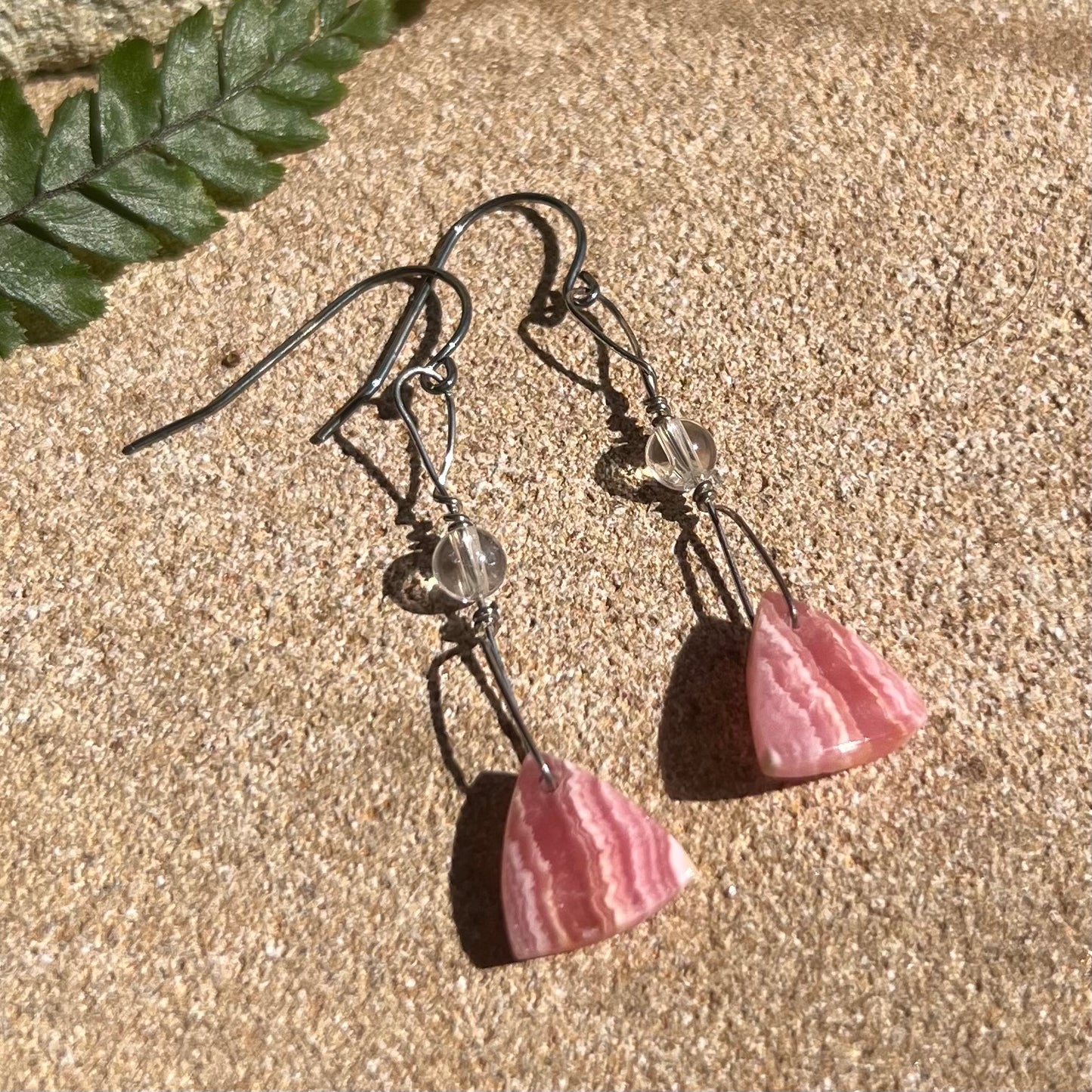 Faceted Rhodochrosite Silver Earrings: Self-expression ∙ Emotional Trauma Healing ∙ New Pathways
