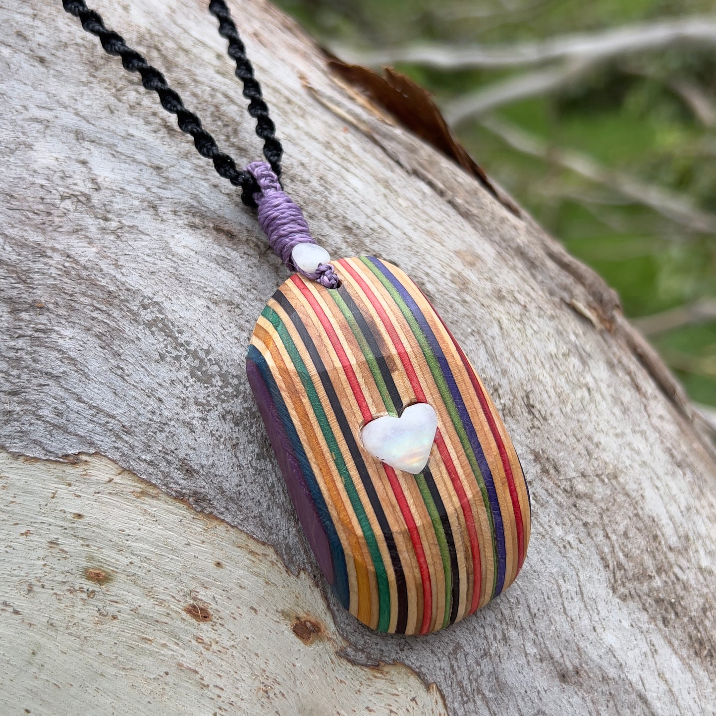 Sk8 Rock Gemstone Necklace with flashy Moonstone Heart