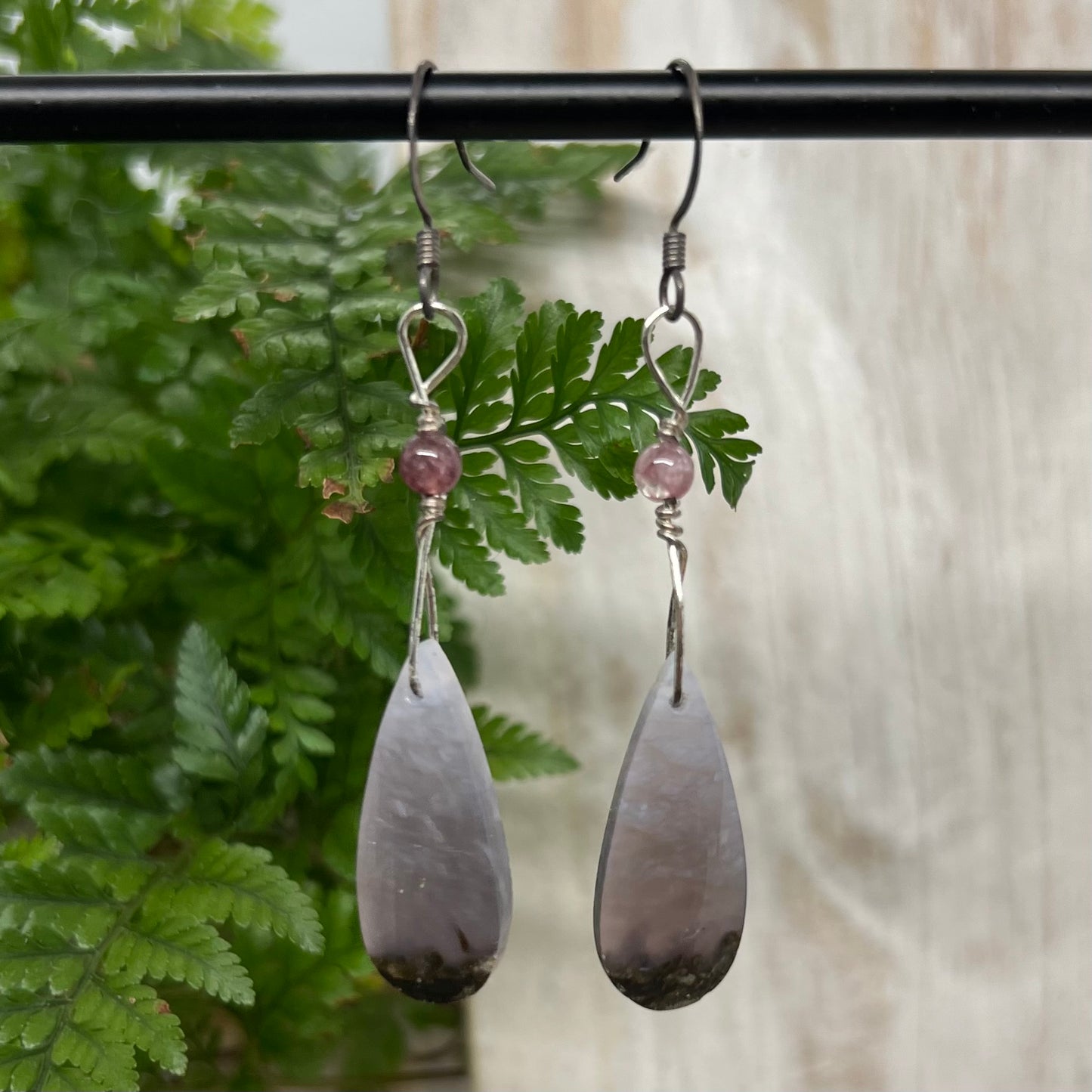 Natural Purple Moss Agate with Lepidolite Crystal Earrings: Growth ∙ Healing ∙ Grounding