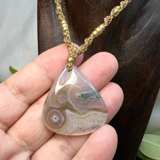 Moss Agate Macrame Necklace
