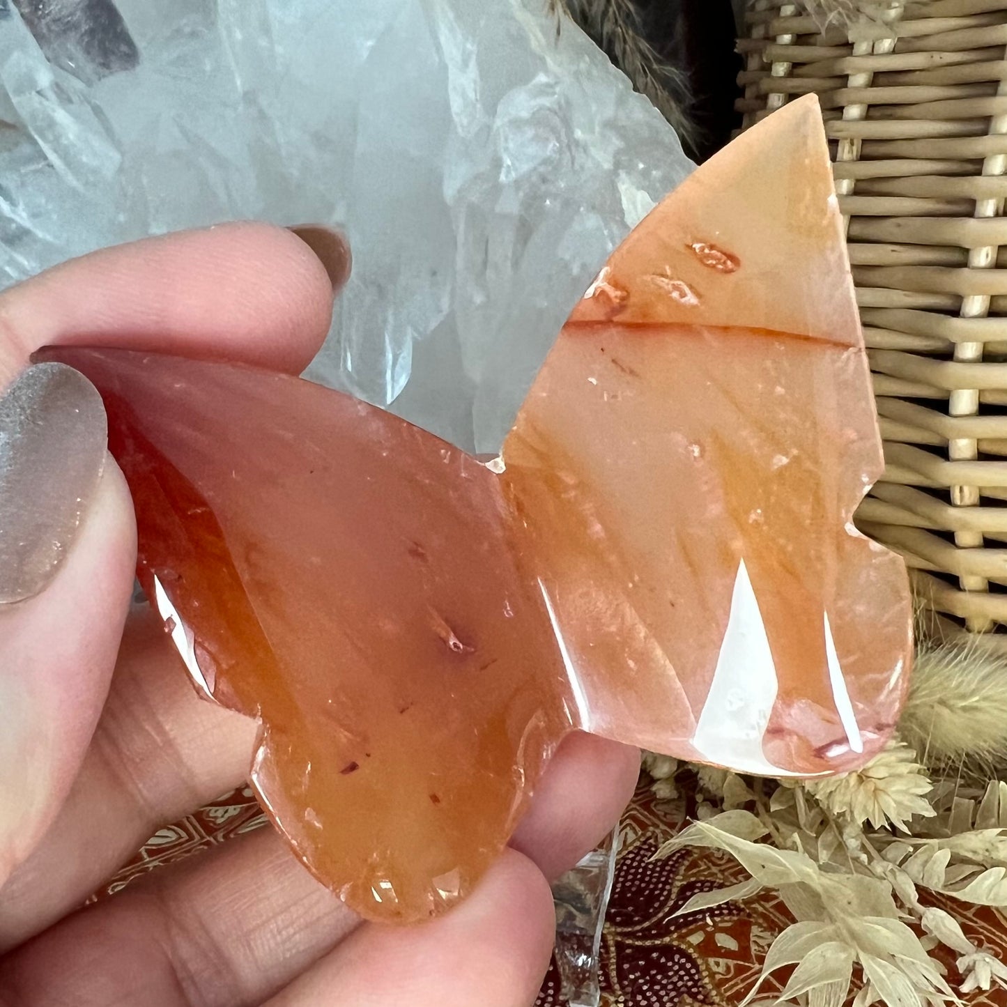 Carnelian 3D Butterfly Carving