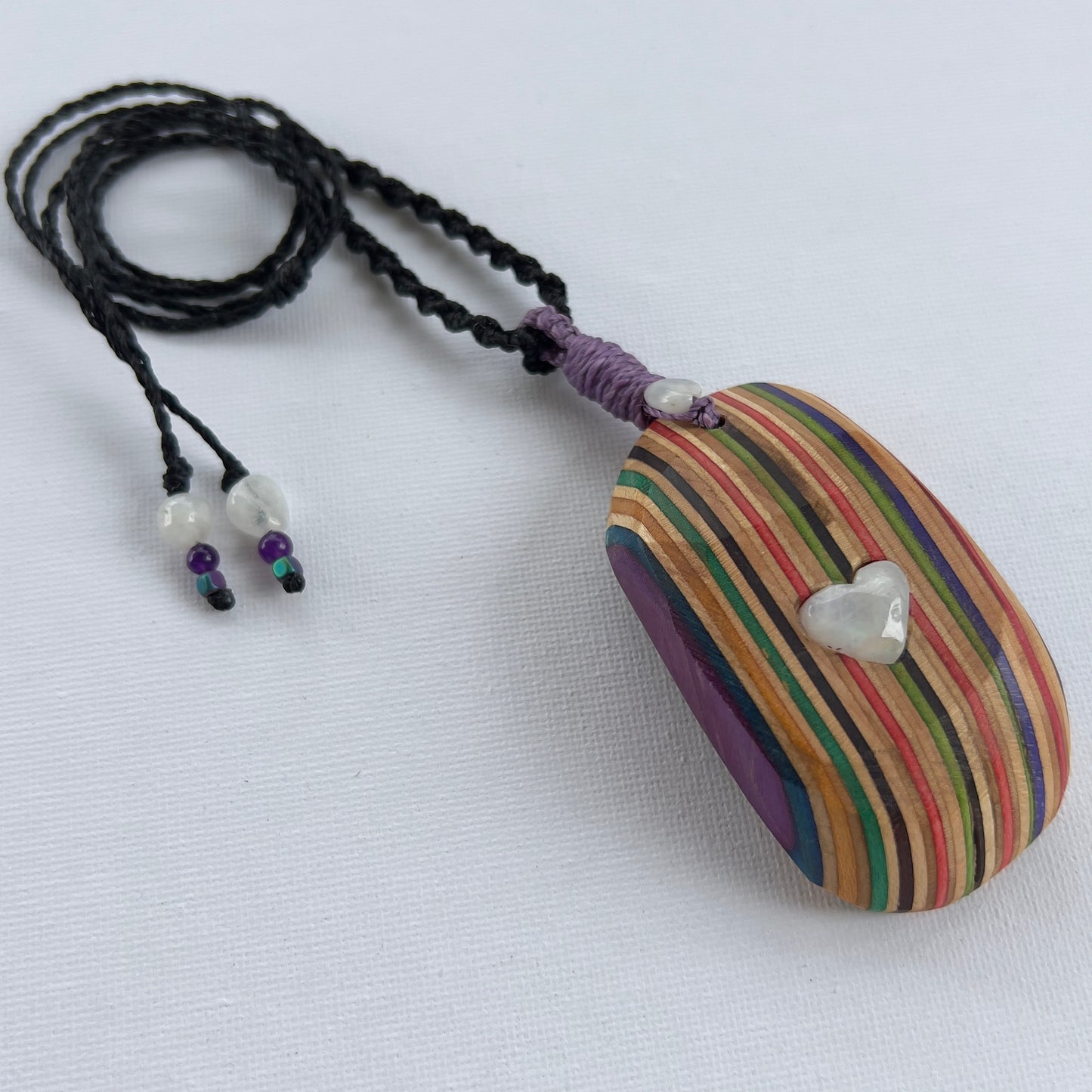 Sk8 Rock Gemstone Necklace with flashy Moonstone Heart