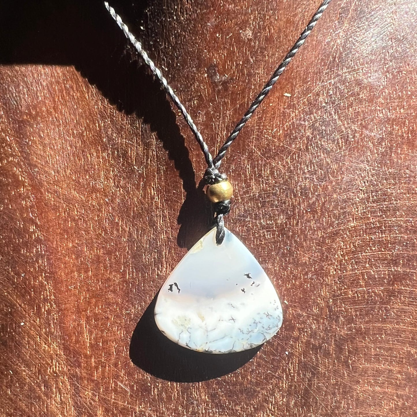 Dendritic Agate Petite Macrame Crystal Necklace