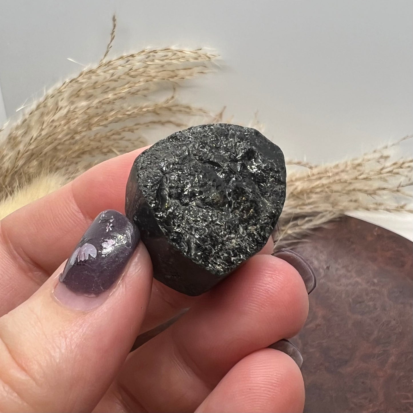 Raw Natural Black Tourmaline (b) - Mercedes Terminated Pocket Rock