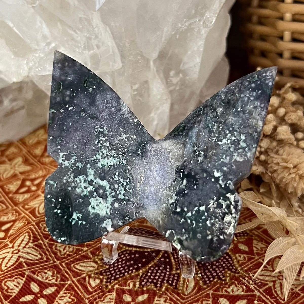 Grape Agate 3D Butterfly Carving