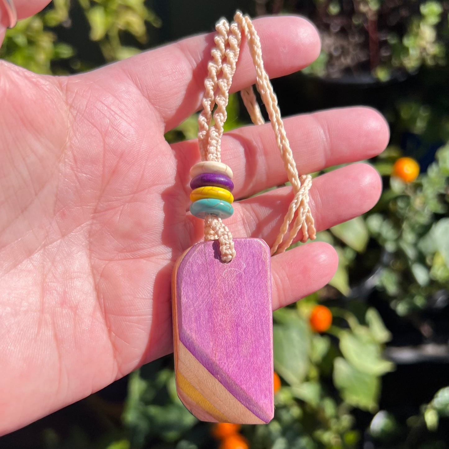 Sk8 Rock with Dyed Magnesite Macrame Necklace - Upcycled Skateboard Jewellery