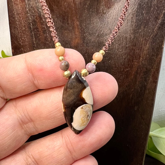 Peanut Jasper & Mookaite Macrame Necklace
