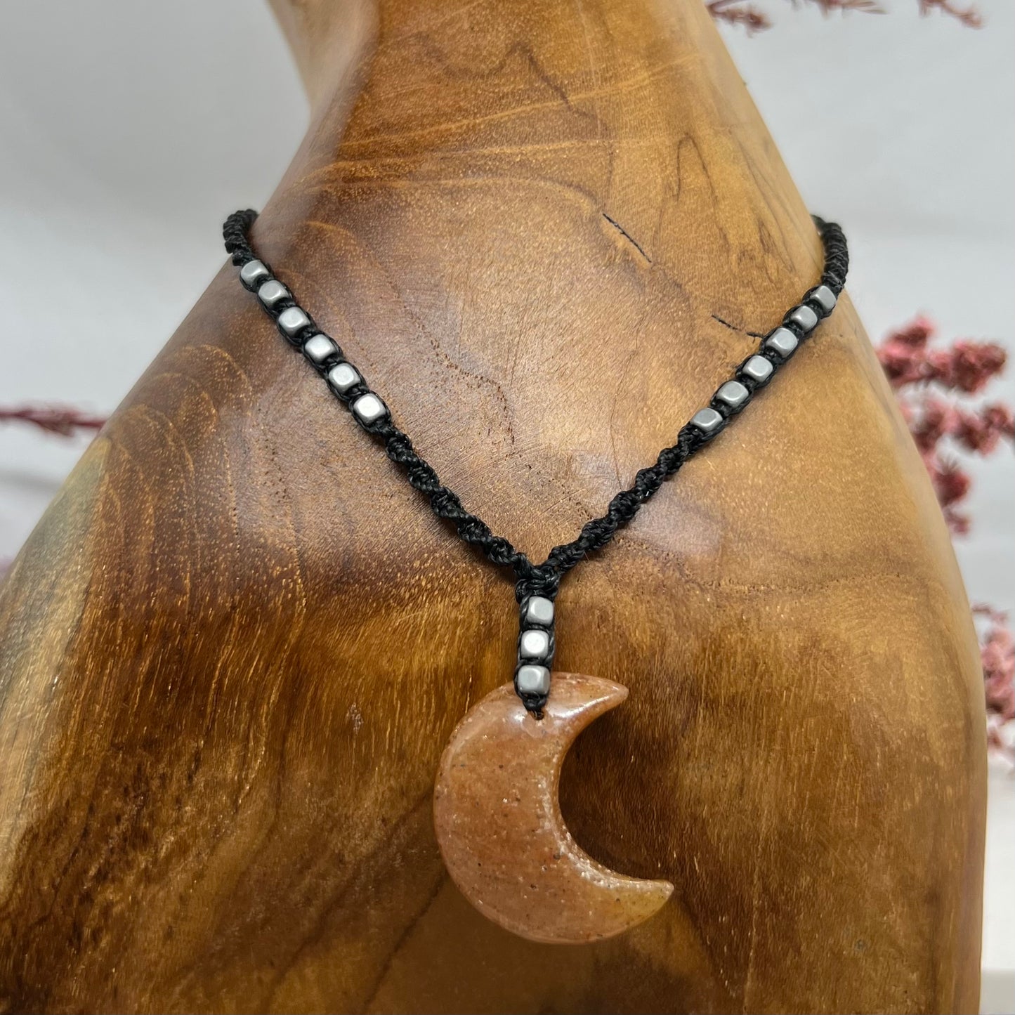Agate Crescent Moon Necklace
