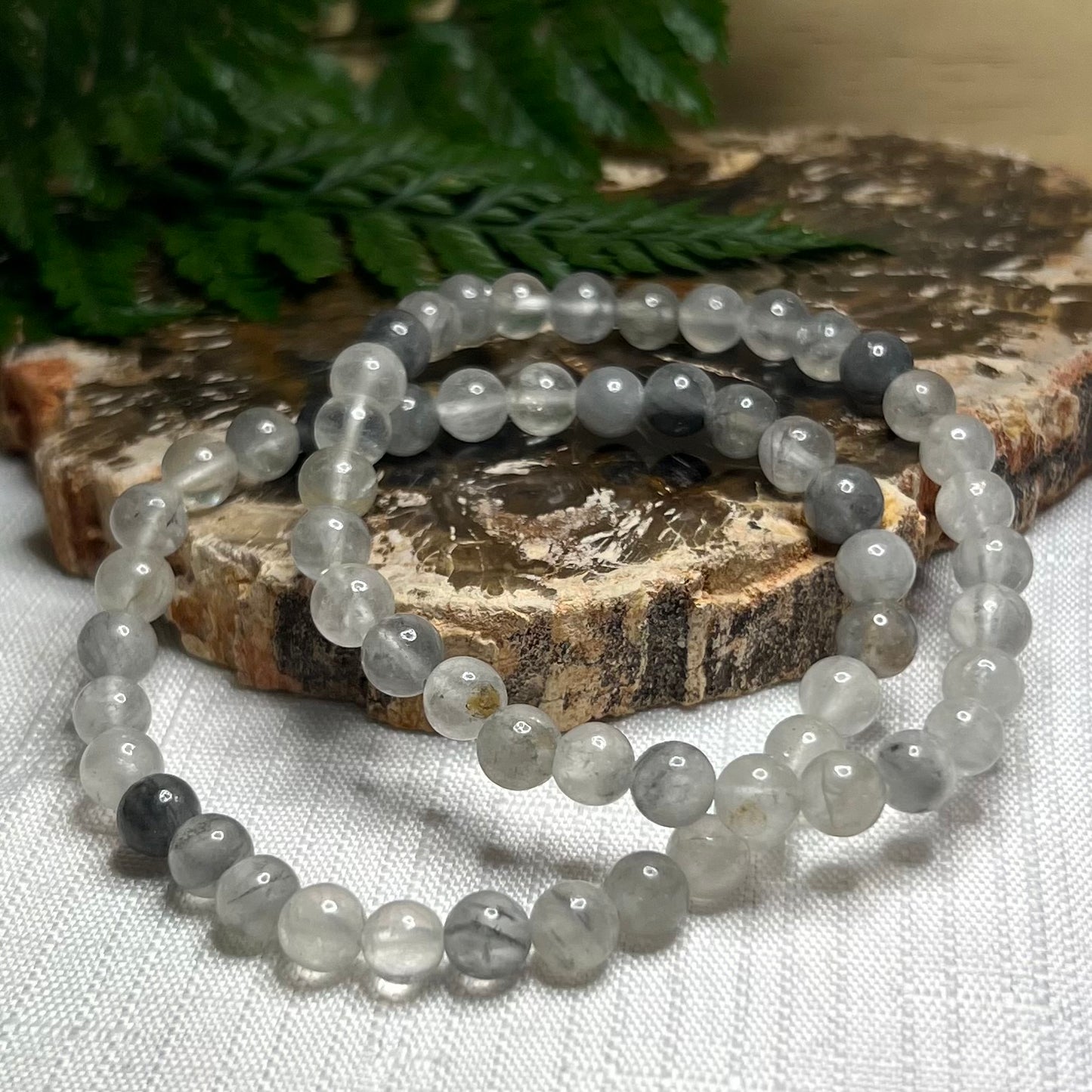 Cloudy/Milky Quartz Stretch Bracelet: Concentration | Strengthens Sense of Self | Clarity