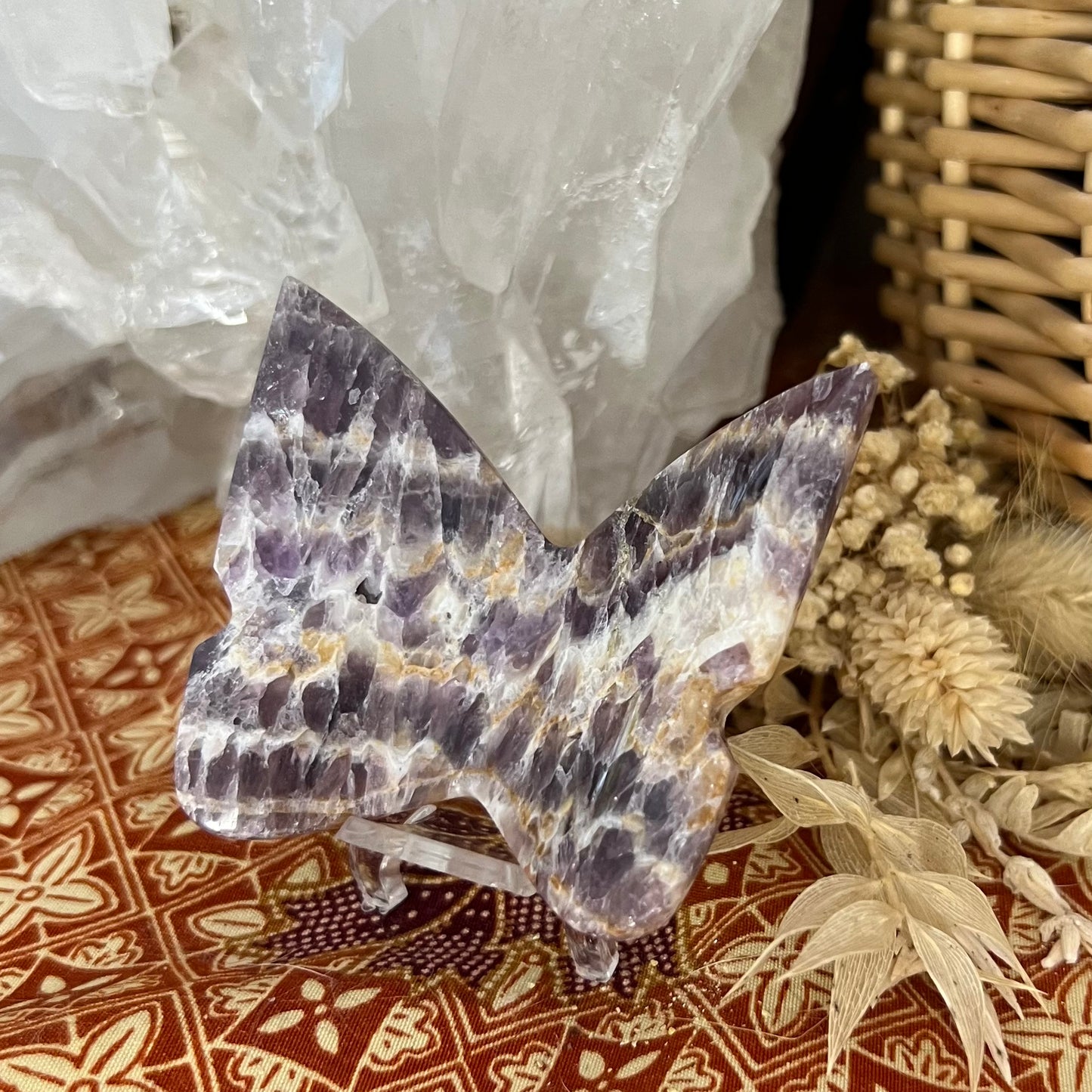 Chevron Amethyst 3D Butterfly Carving
