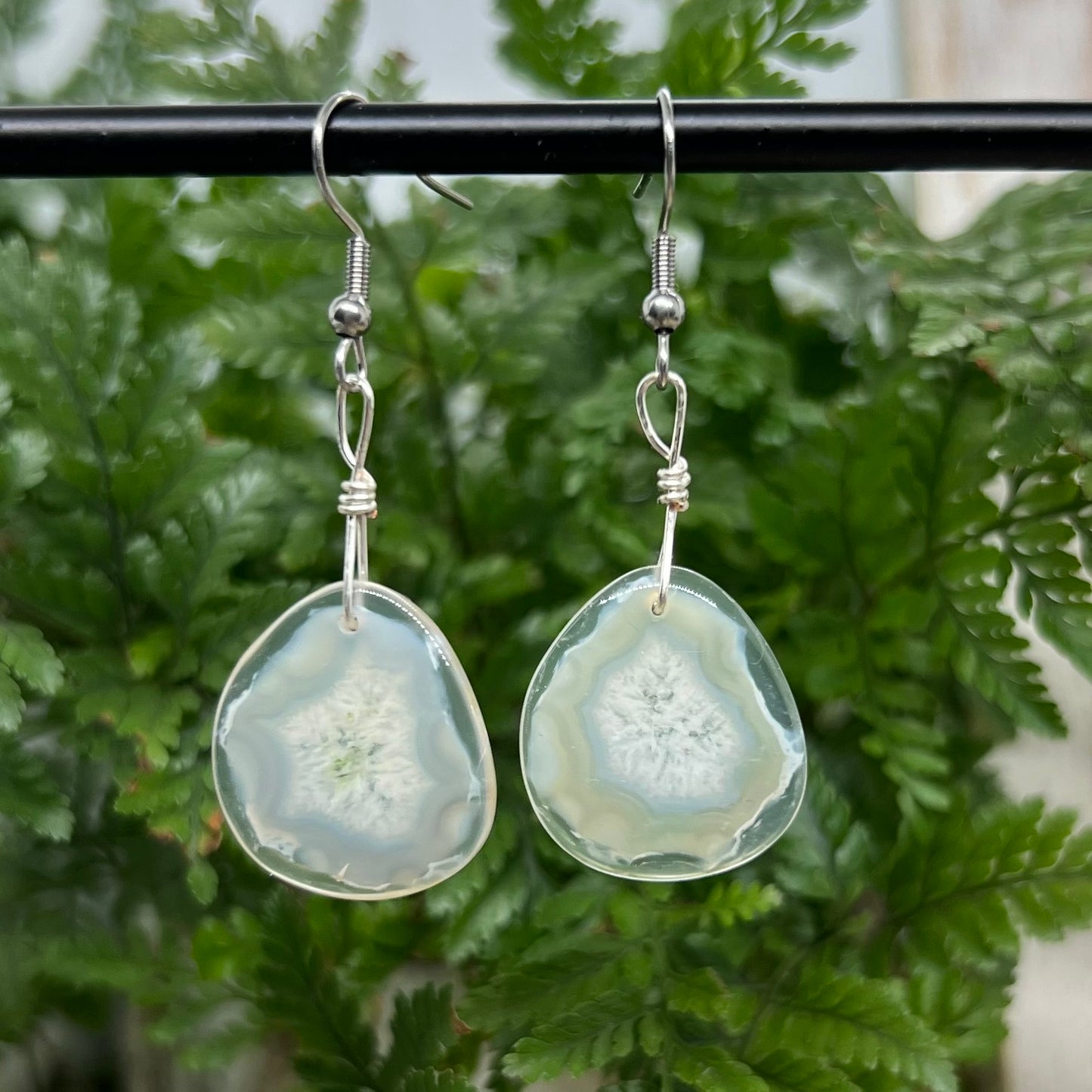 White Agate Slice Crystal Earrings: Emotional Balance ∙ Confidence ∙ Friendship