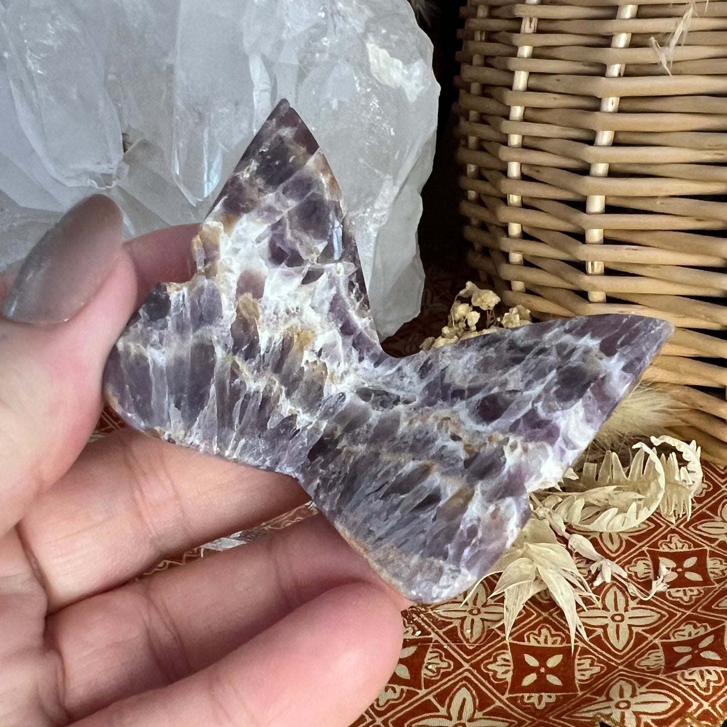 Chevron Amethyst 3D Butterfly Carving