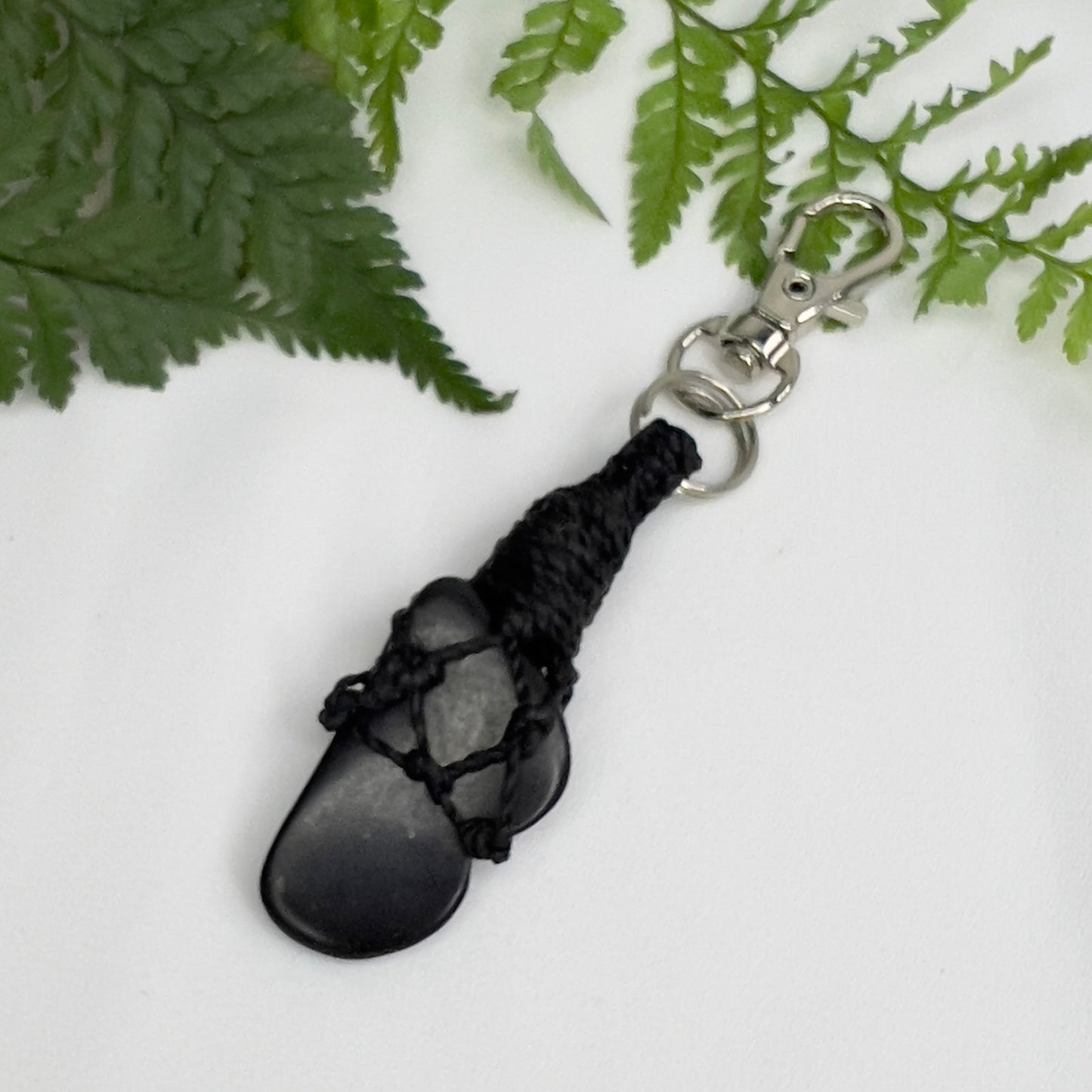 Shungite Macrame Keychain Charm | Detox ∙ Protection ∙ Clarity