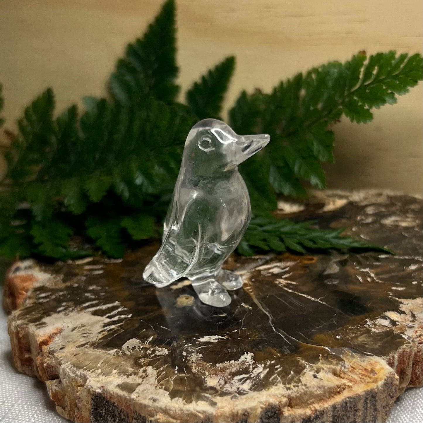 Clear Quartz Penguin Carving