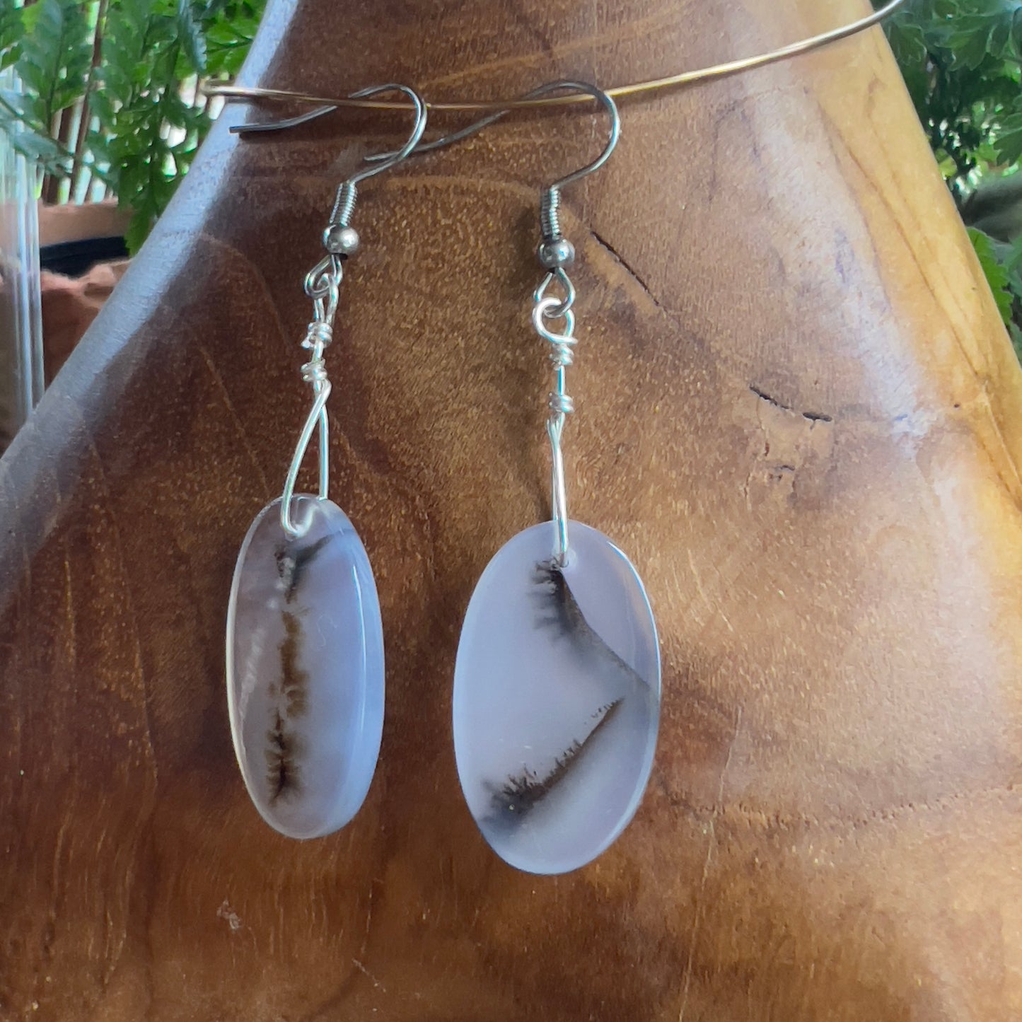 Natural Dendritic Picture Agate Earrings: Courage ∙ Connection to Nature ∙ Joy ∙ Friendships