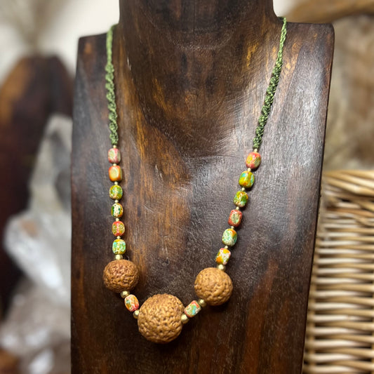 Quandong Seed & Shoushan Stone Crystal Necklace: Resilience | Prosperity | Spiritual Growth