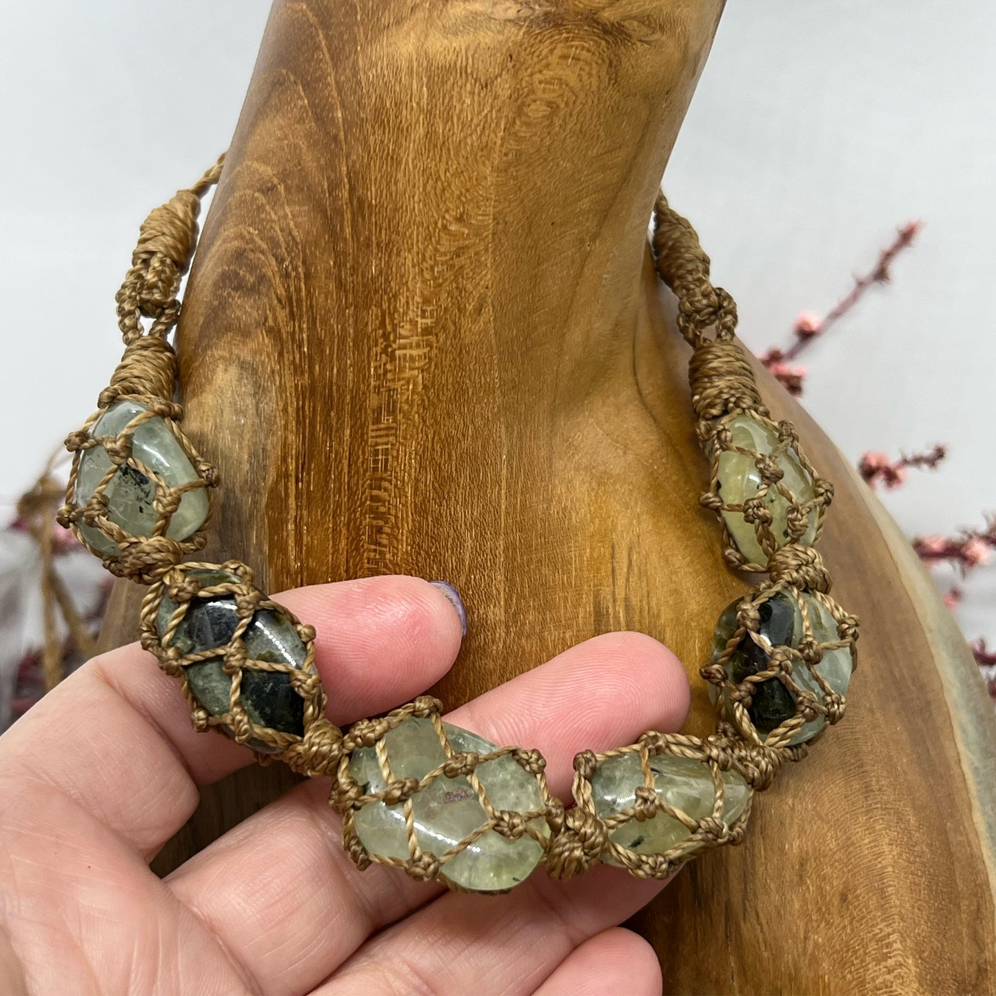 'Astrea' Prehnite Intuitive Crystal Macrame Talisman