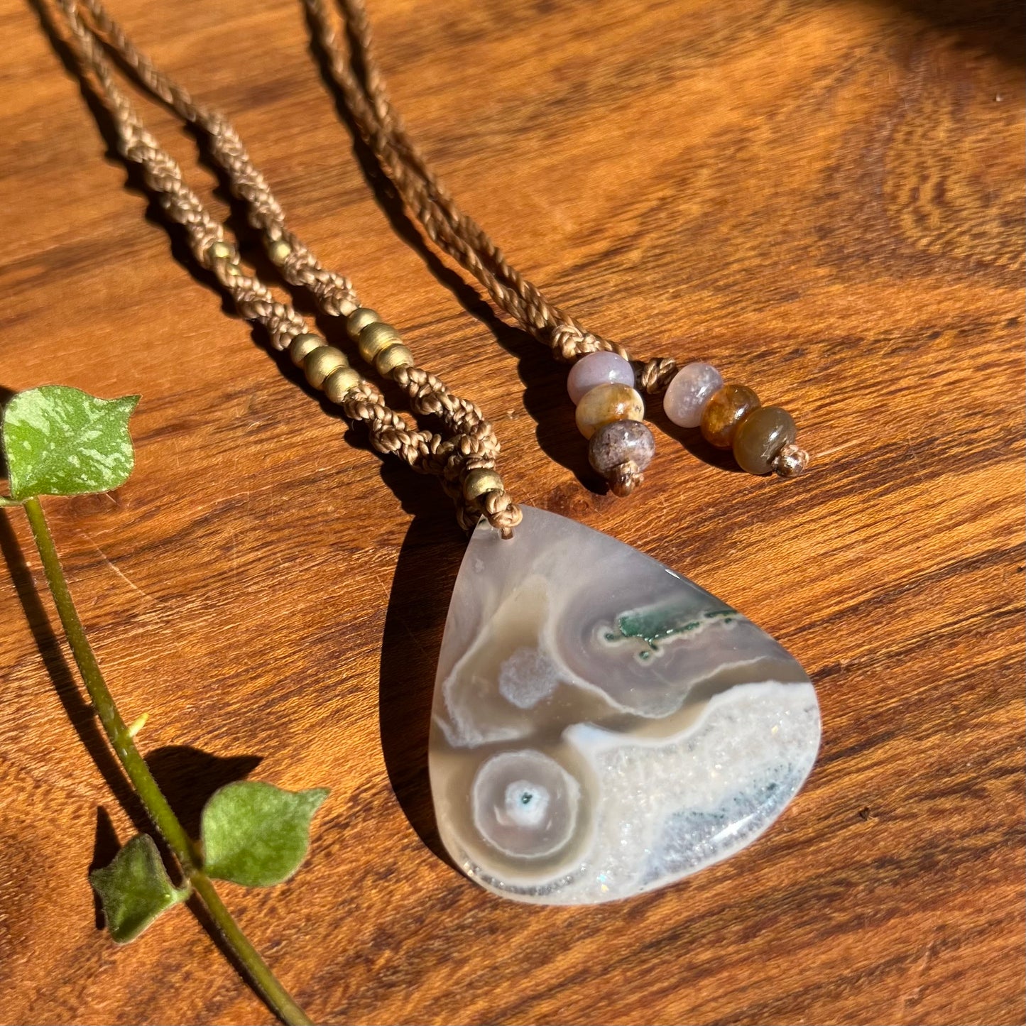 Moss Agate Macrame Necklace