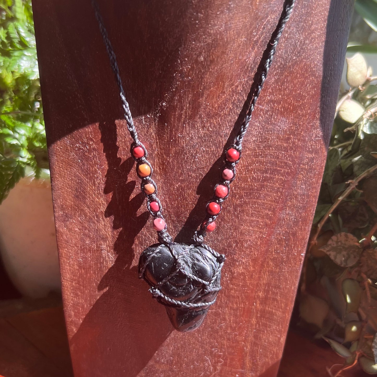 Black Tourmaline Protective Macrame Necklace