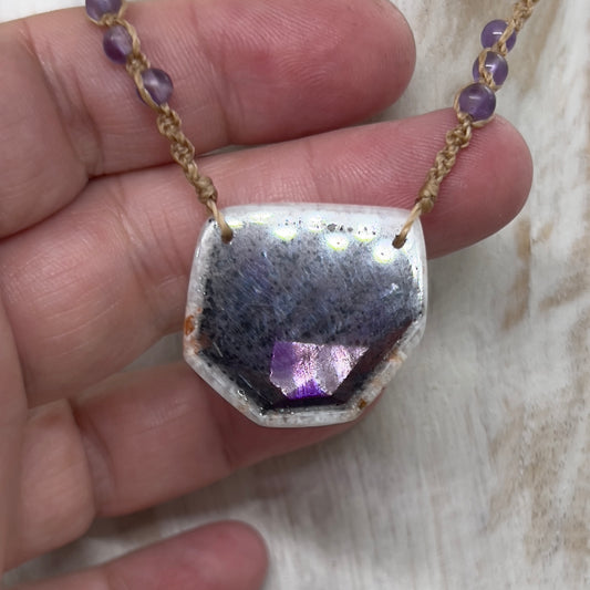 Trapiche Amethyst Macrame Necklace | Petite Crystal Macrame Necklace