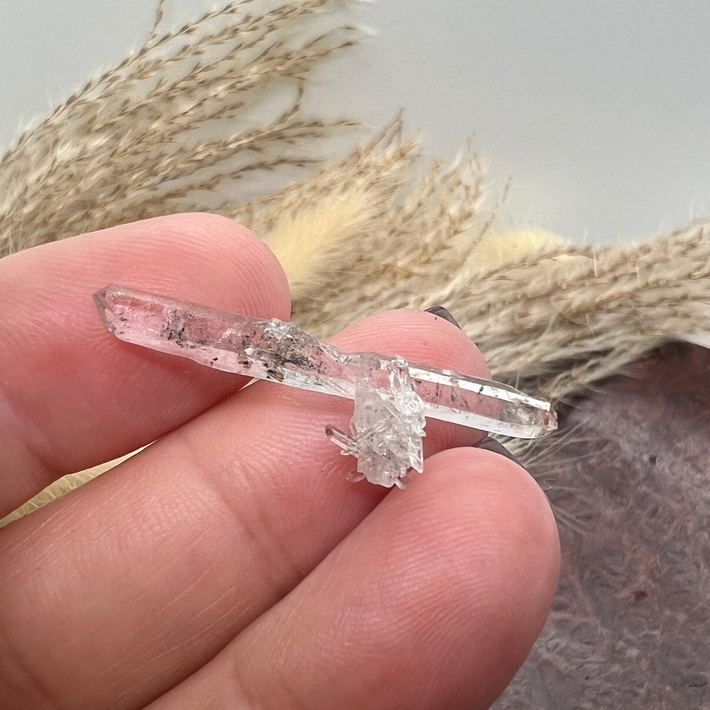 Inclusion 'Inky' Quartz Mini Double Terminated Needle - Jinkouhe, Sichuan Province, China