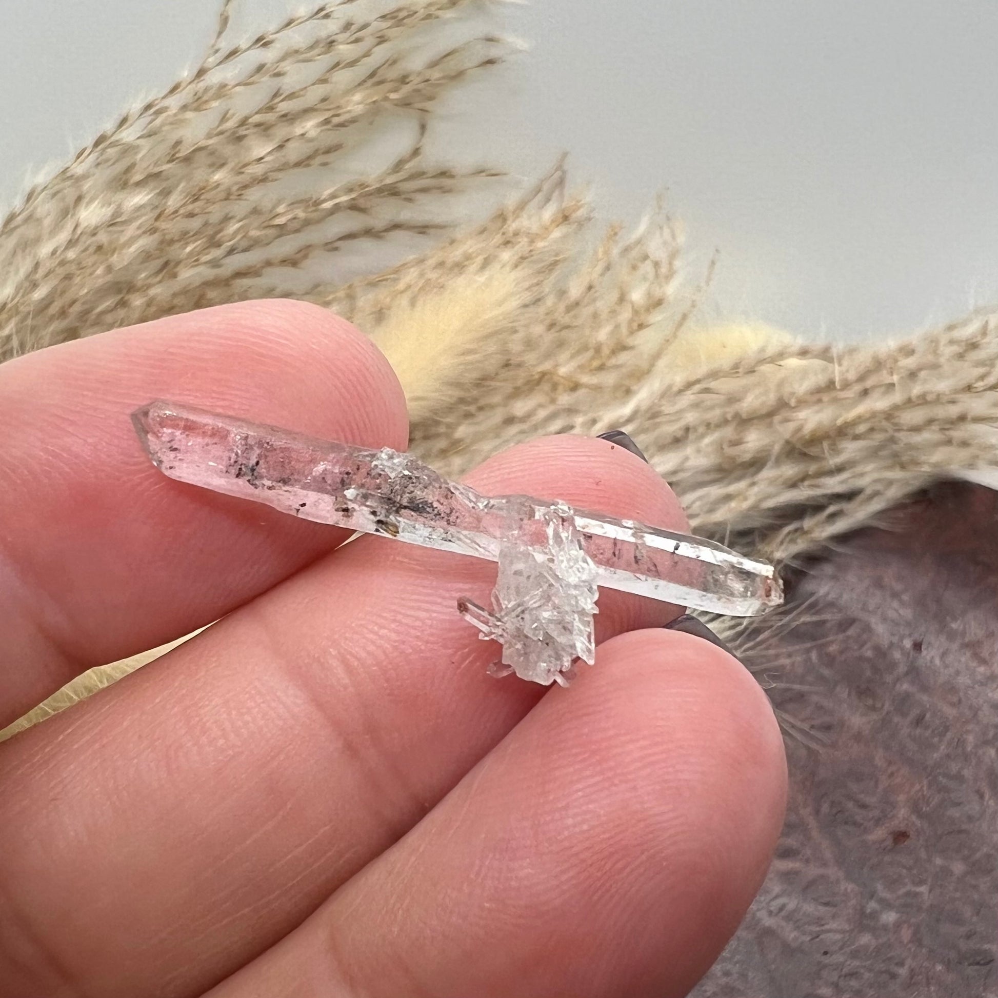 Inclusion 'Inky' Quartz Mini Double Terminated Needle - Jinkouhe, Sichuan Province, China