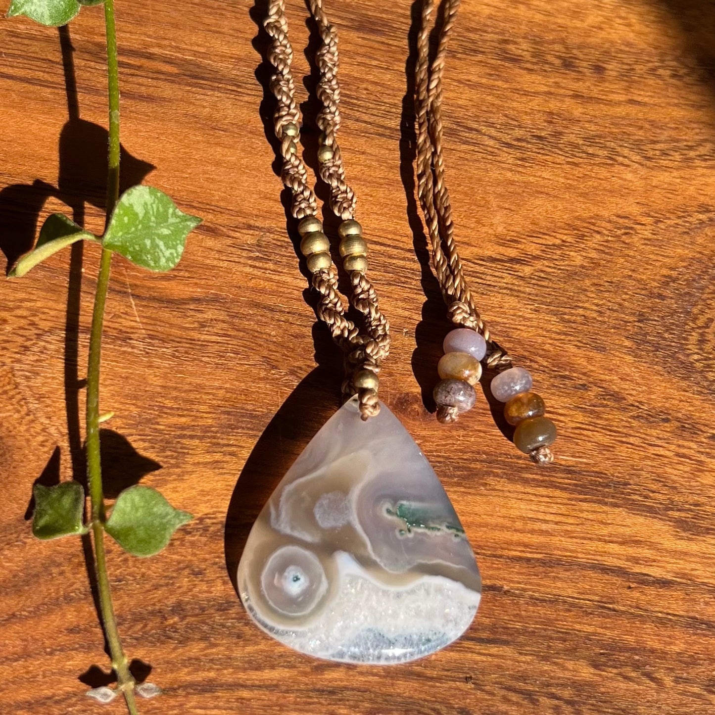 Moss Agate Macrame Necklace