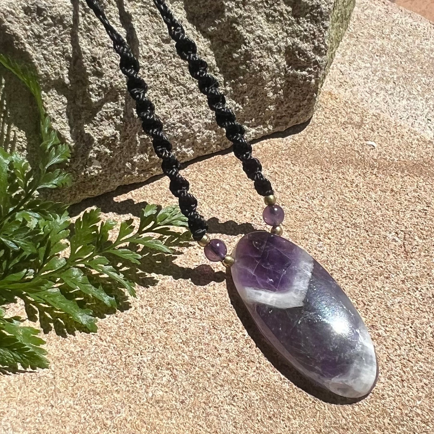 Amethyst Crystal Macrame Necklace