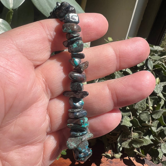 Chrysocolla Natural Freeform Crystal Stretch Bracelet: Tranquility | Calming | Strength