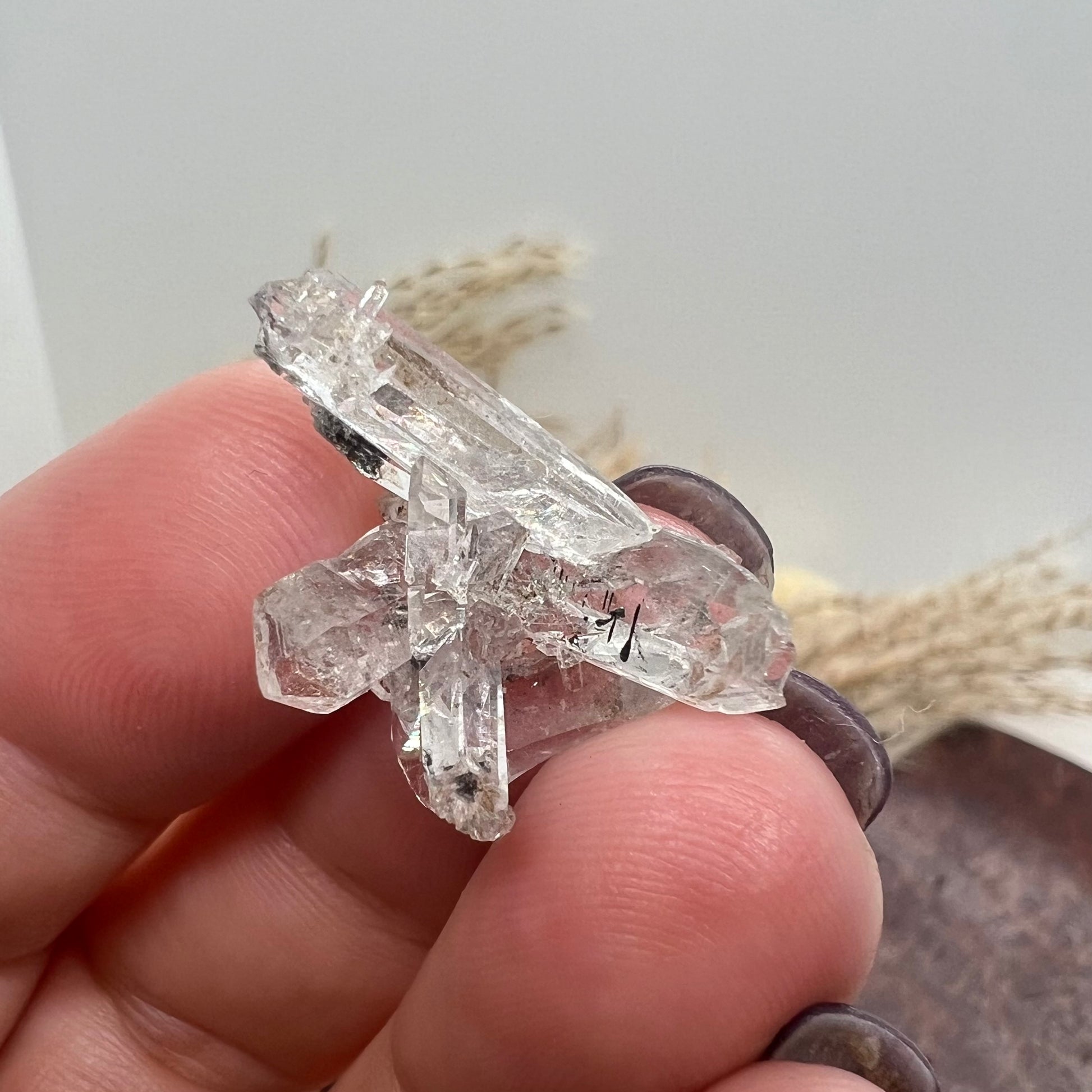 Inclusion 'Inky' Needle Quartz Mini Cluster (i) - Jinkouhe, Sichuan Province, China