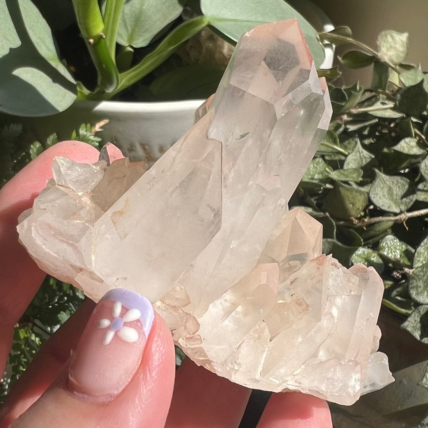 Pink Himalayan Samadhi Quartz Cluster - Twins