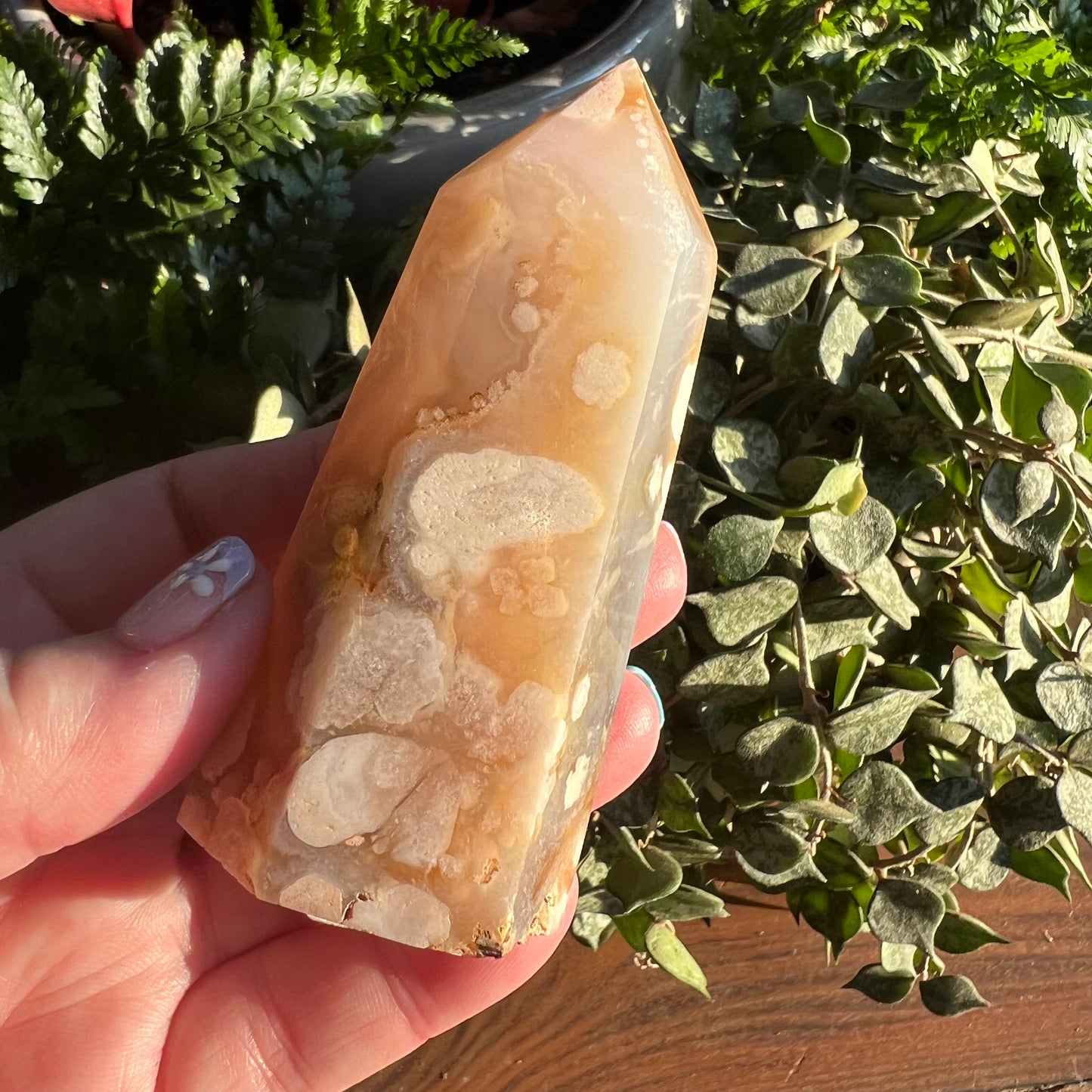 Red toned Flower Agate Tower / Cherry Blossom Agate