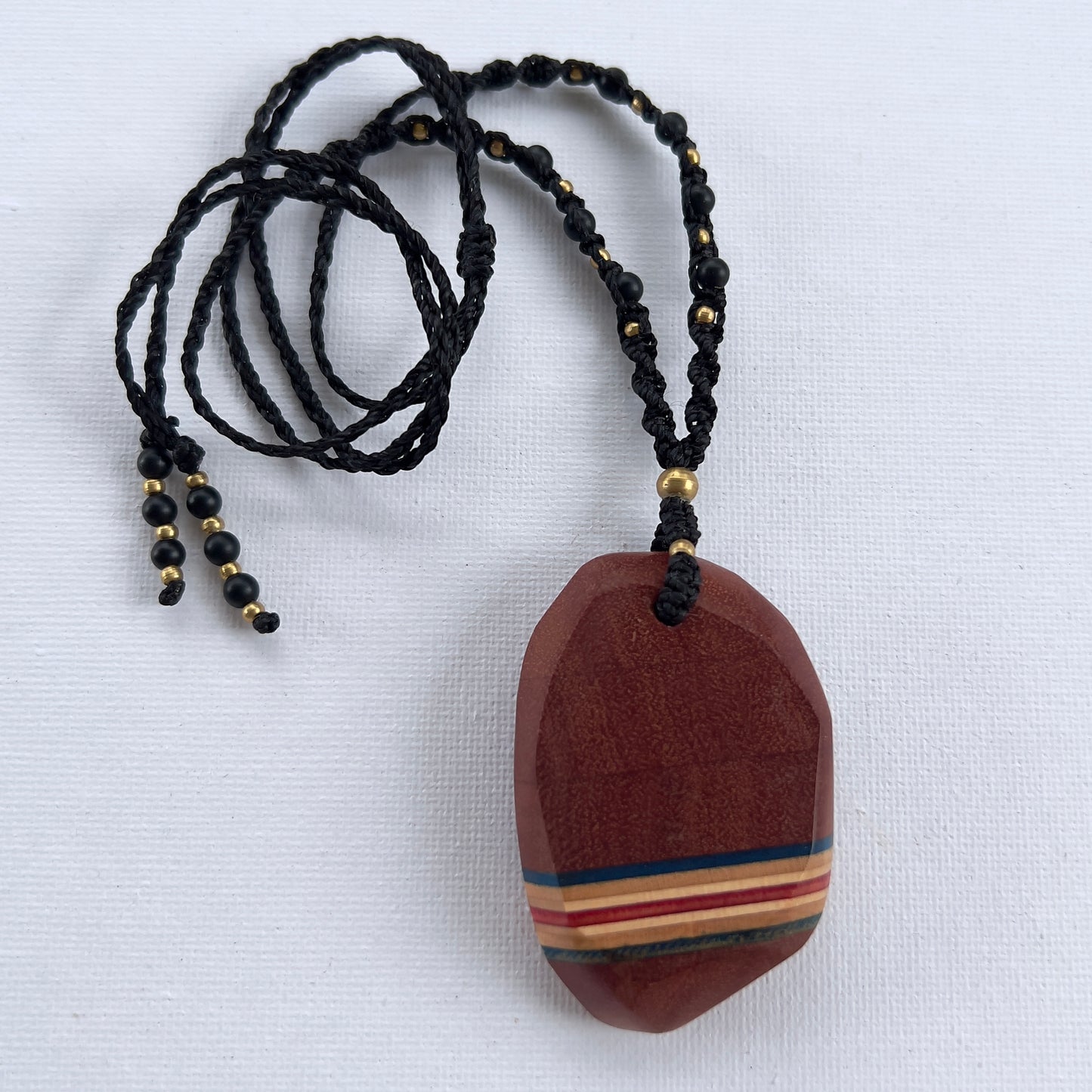 Sk8 Rock Gemstone Necklace with Shungite & Brass Beading - Upcycled Skateboard Jewellery