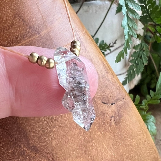 Herkimer Quartz & Brass Petite Layer Crystal Necklace