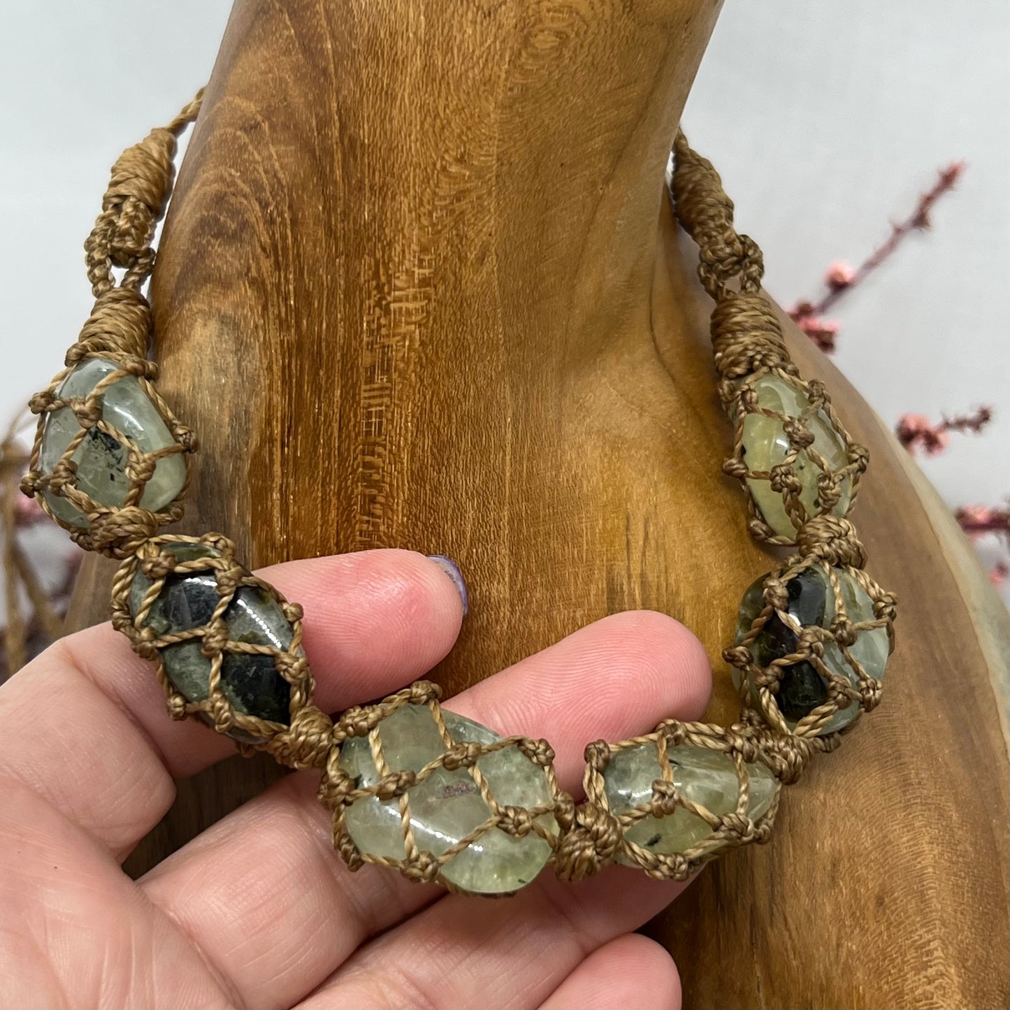 'Astrea' Prehnite Intuitive Crystal Macrame Talisman