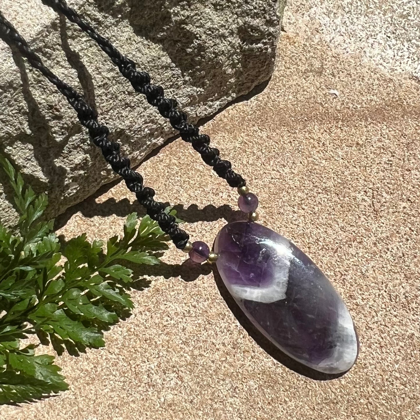 Amethyst Crystal Macrame Necklace