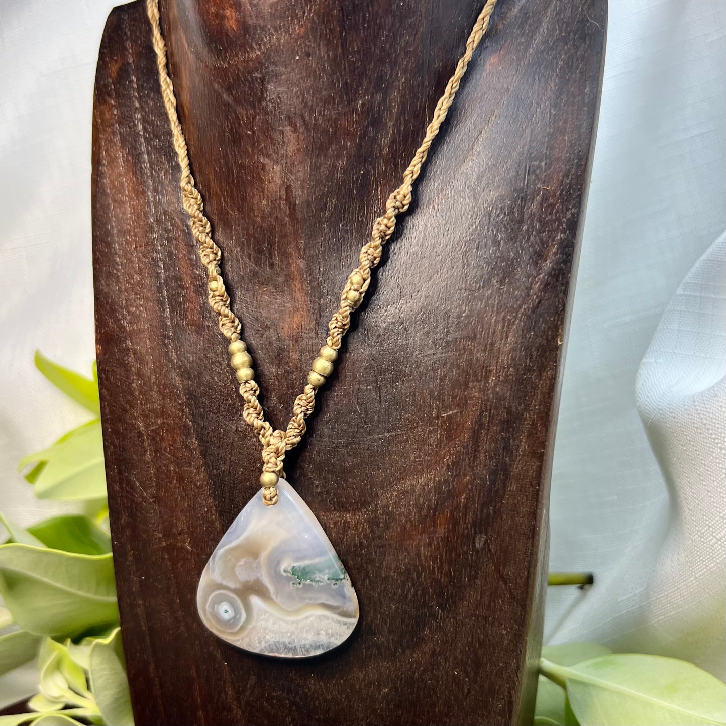 Moss Agate Macrame Necklace
