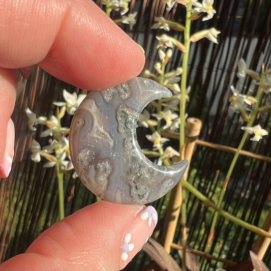 Moss Agate Crescent Moon Crystal