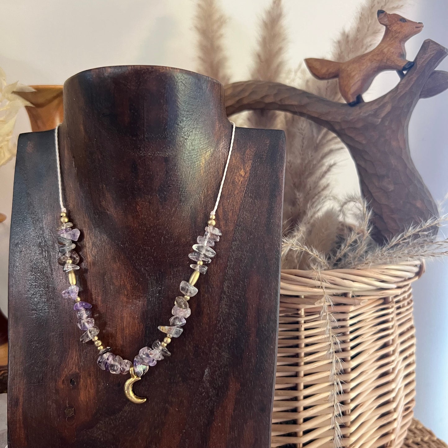 Super Seven Quartz with Brass charm Crystal Necklace