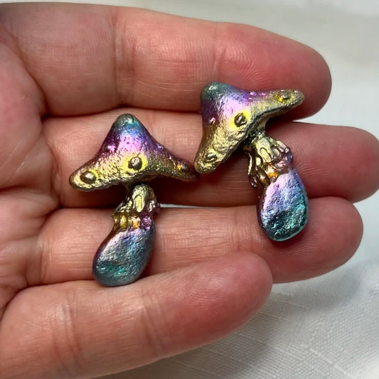 Rainbow Bismuth flat backed 3D Figure - Pretty Mushrooms