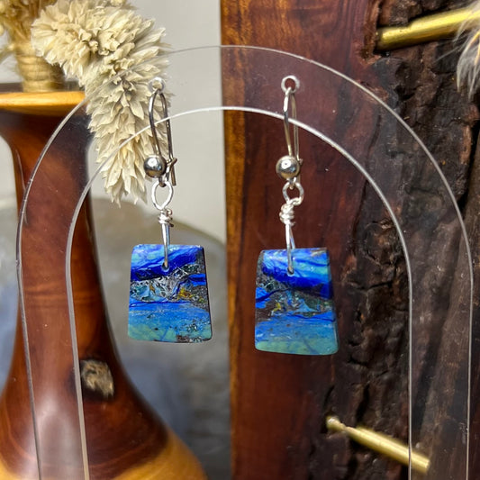 Unique Azurite Crystal Earrings: Intuition ∙ Spiritual Wisdom ∙ Psychic Awareness