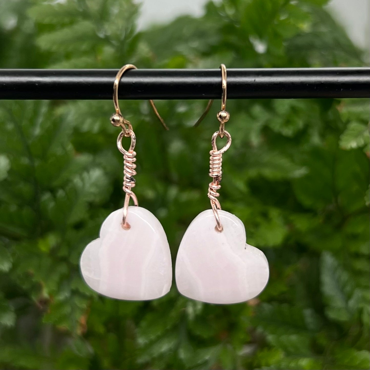 Mangano Calcite Heart Crystal Earrings: Compassion ∙ Forgiveness ∙ Emotional Healing
