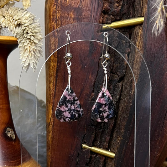 Rhodonite Crystal Earrings: Nurturing ∙ Emotional Healing ∙ Compassion