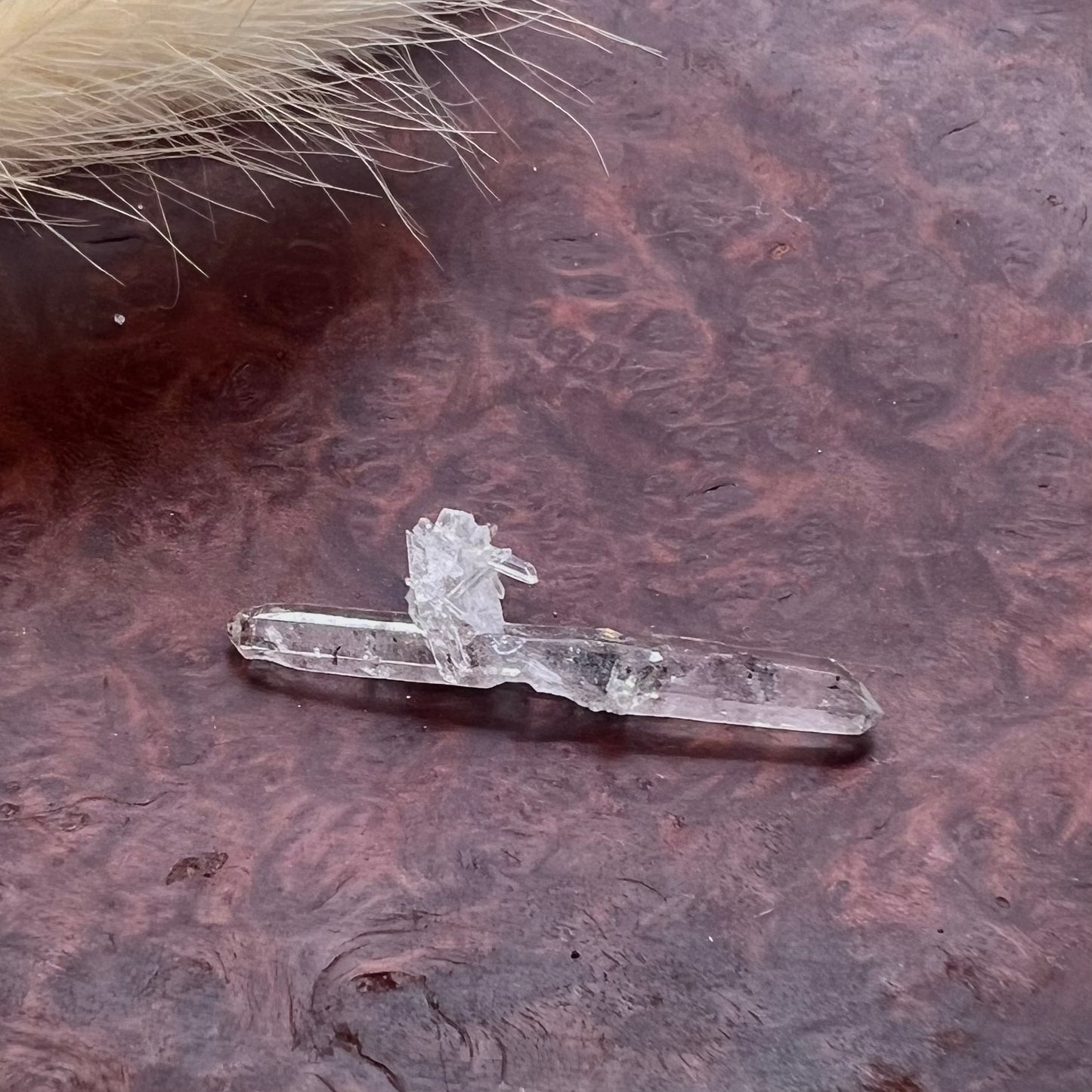 Inclusion 'Inky' Quartz Mini Double Terminated Needle - Jinkouhe, Sichuan Province, China