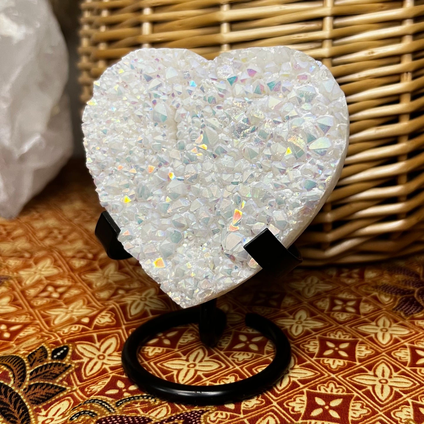 Angel Aura Quartz Heart on Stand (i)